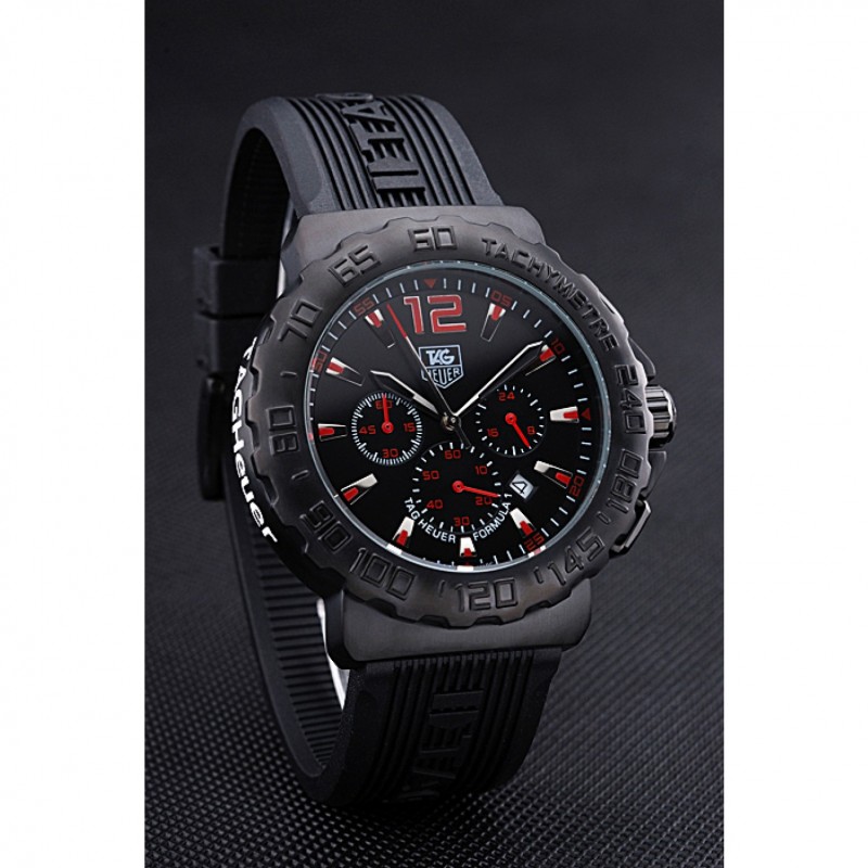 Tag Heuer Formula 1 Chronograph Black Dial Black Bezel Red Numerals 622408-2