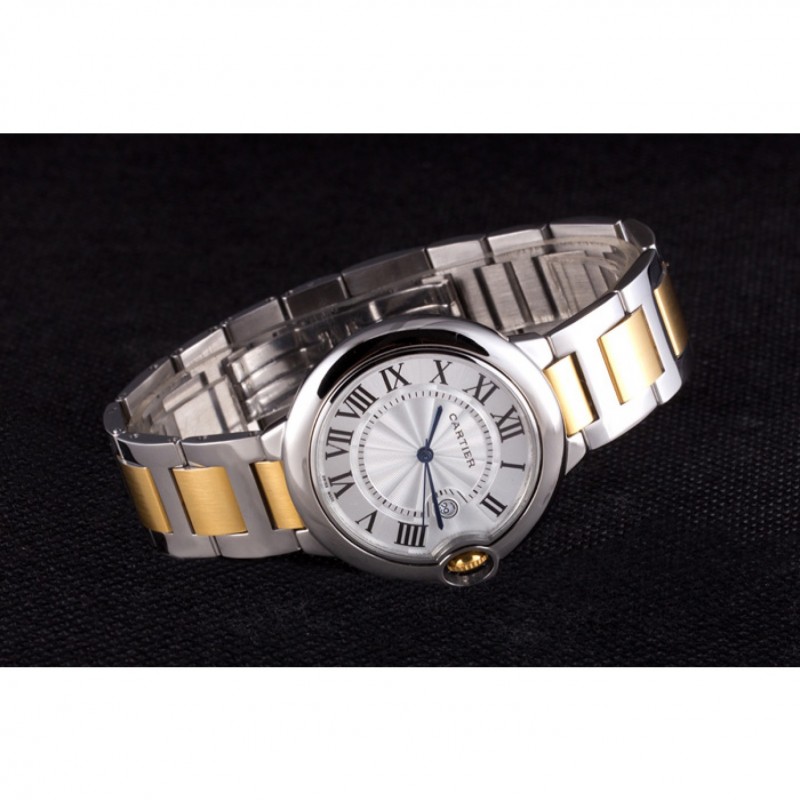 High End Replica Watches Cartier Ballon Bleu 42mm White Dial Stainless Steel Case Two Tone Bracelet-4