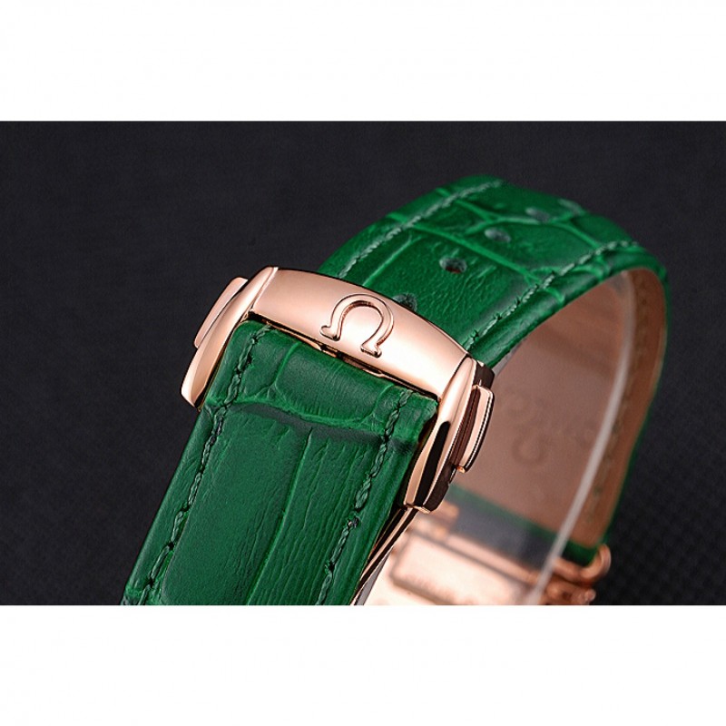 Omega Sochi Petrograd White Dial Gold Case Green Leather Strap 622821-5