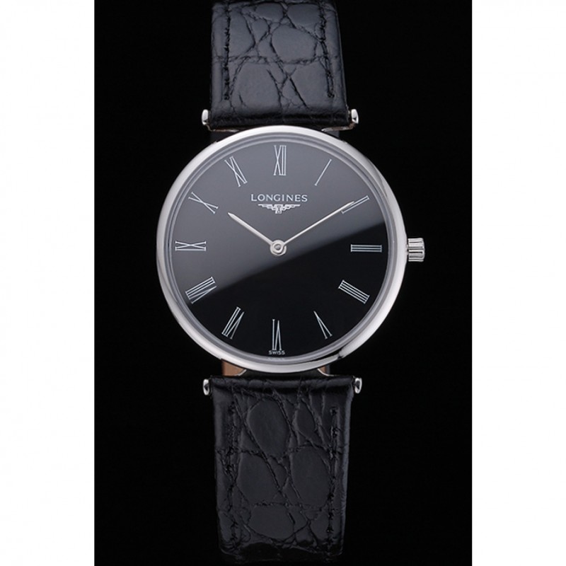 Longines La Grande Classique Black Dial Black Leather Band Homme 622131-1