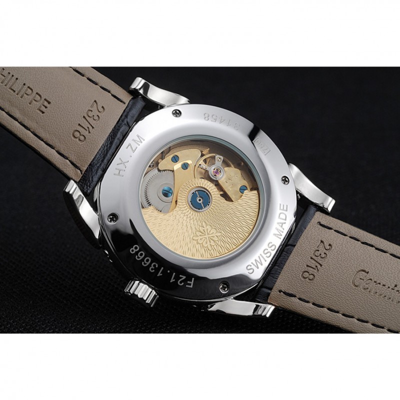 Patek Philippe Complications Chronograph White Dial Silver Case Black Leather Bracelet 1454237-8