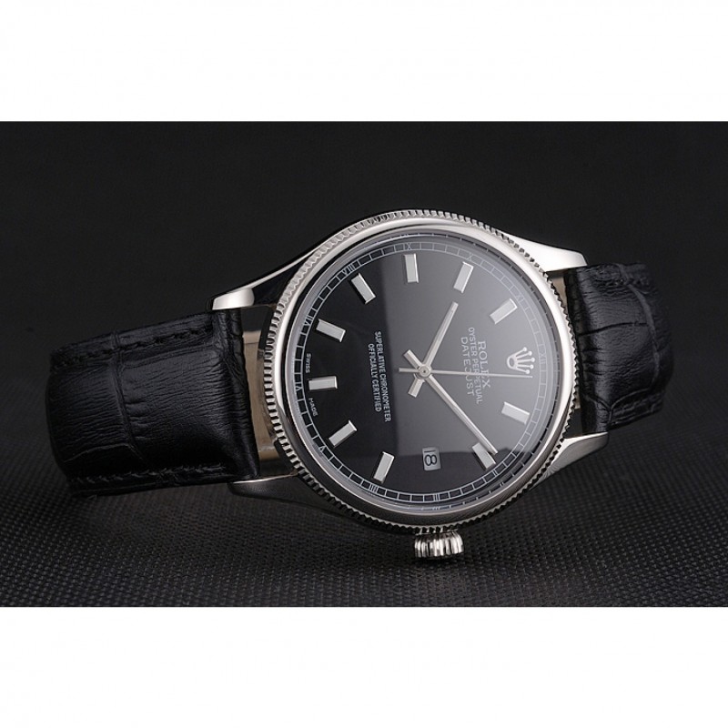 High End Replica Watches Swiss Rolex Datejust Black Dial Stainless Steel Case And Bracelet-4
