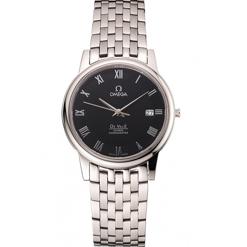 Best Replica Watches Omega DeVille Stainless Steel Bracelet Black Dial 621685-0