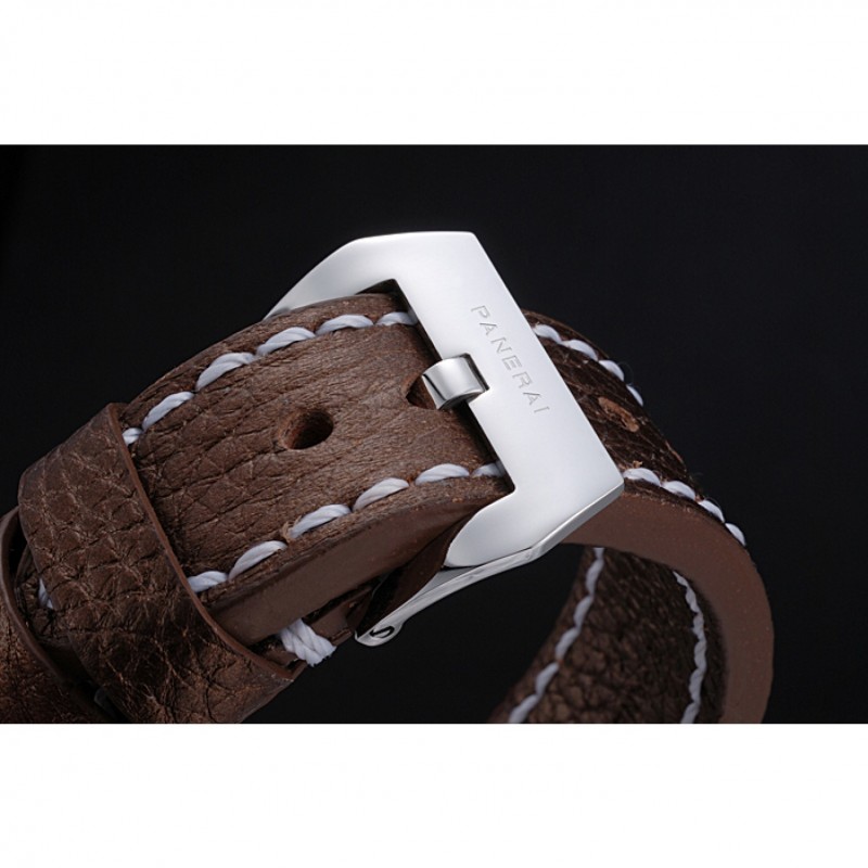 SS Replica Watches Panerai Luminor Marina Stainless Steel Bezel Brown Leather Bracelet 622314-5