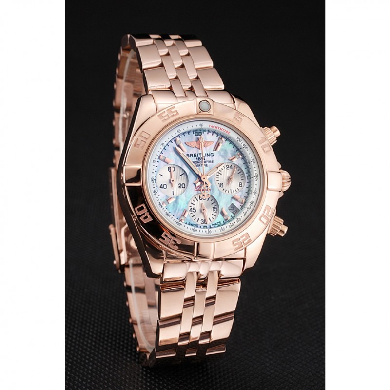 Breitling Chronomat Quartz Light Blue Dial Rose Gold Case And Bracelet-2