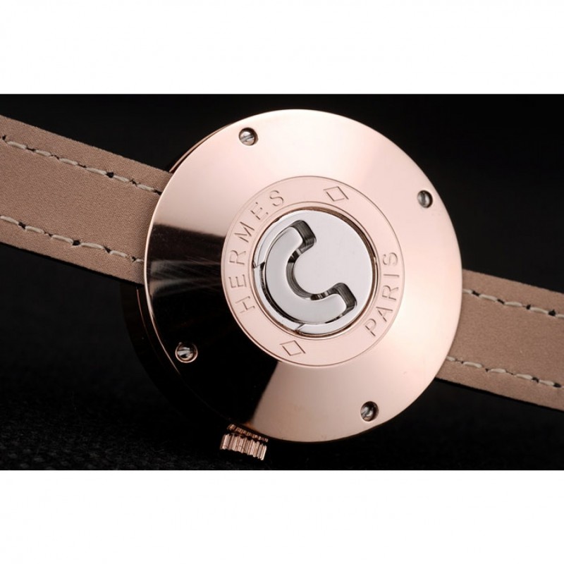 Hermes Classic MOP Dial Black Elongated Leather Strap-7