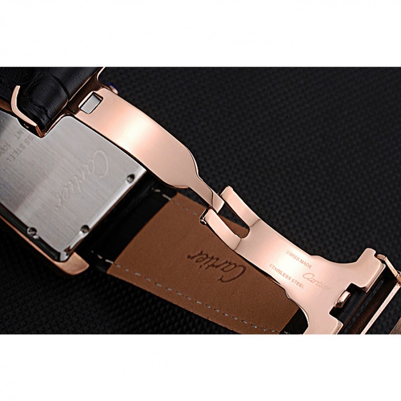 Cartier Tank MC White Dial Gold Case Black Leather Strap 622579-8
