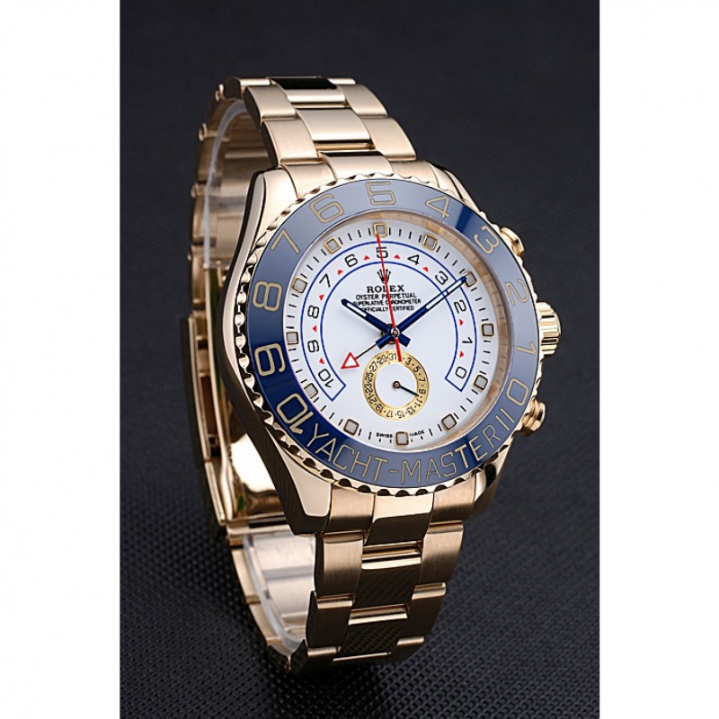 Rolex Yachtmaster II White Dial Blue Bezel Gold Bracelet 622271-2