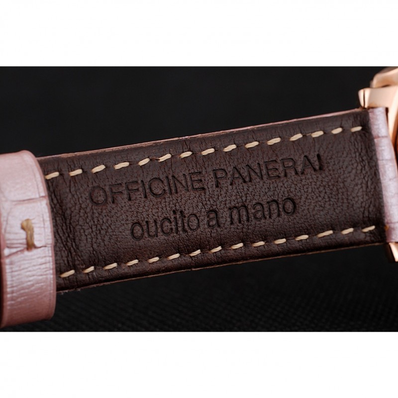Panerai Radiomir Black Dial Diamond Bezel Rose Gold Case Pink Leather Strap 1453801-6