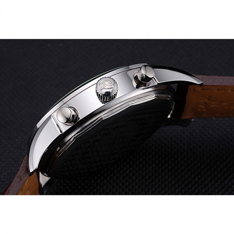 Breitling Transocean Chronograph Unitime White Dial Stainless Steel Case Brown Leather Bracelet 622244-8