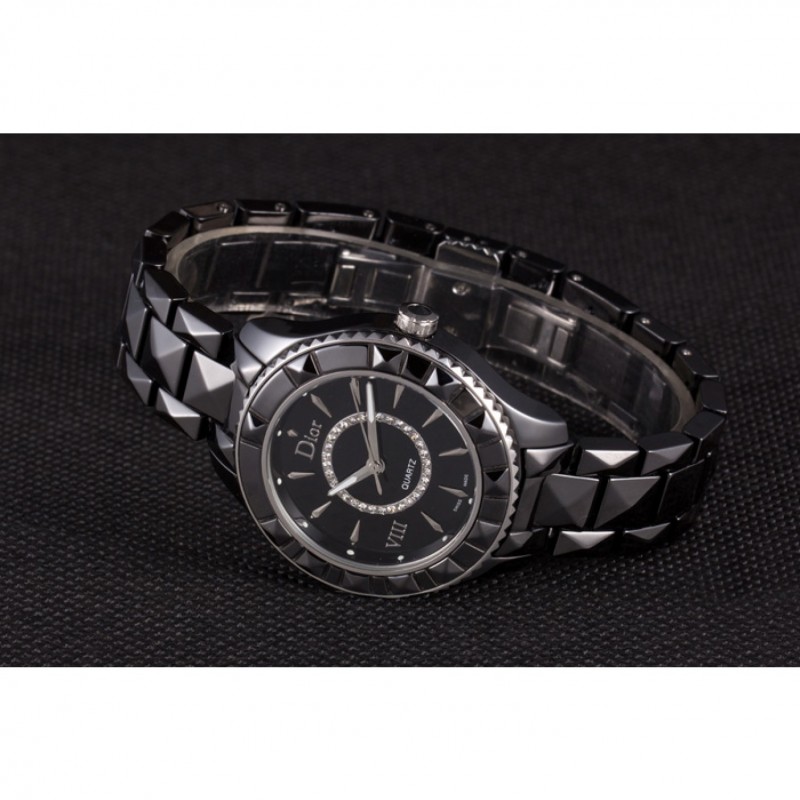 Dior VIII Ceramic Black Bezel Black Bracelet cd10 621363-4