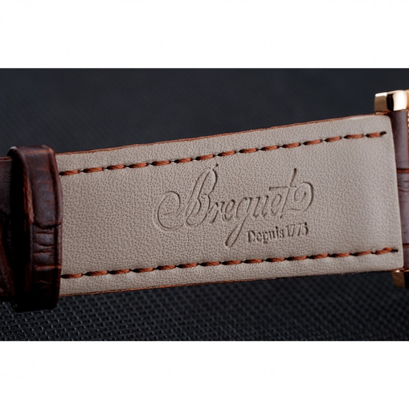Breguet Tradition Grey Dial Gold Case Brown Leather Bracelet 1454031-6