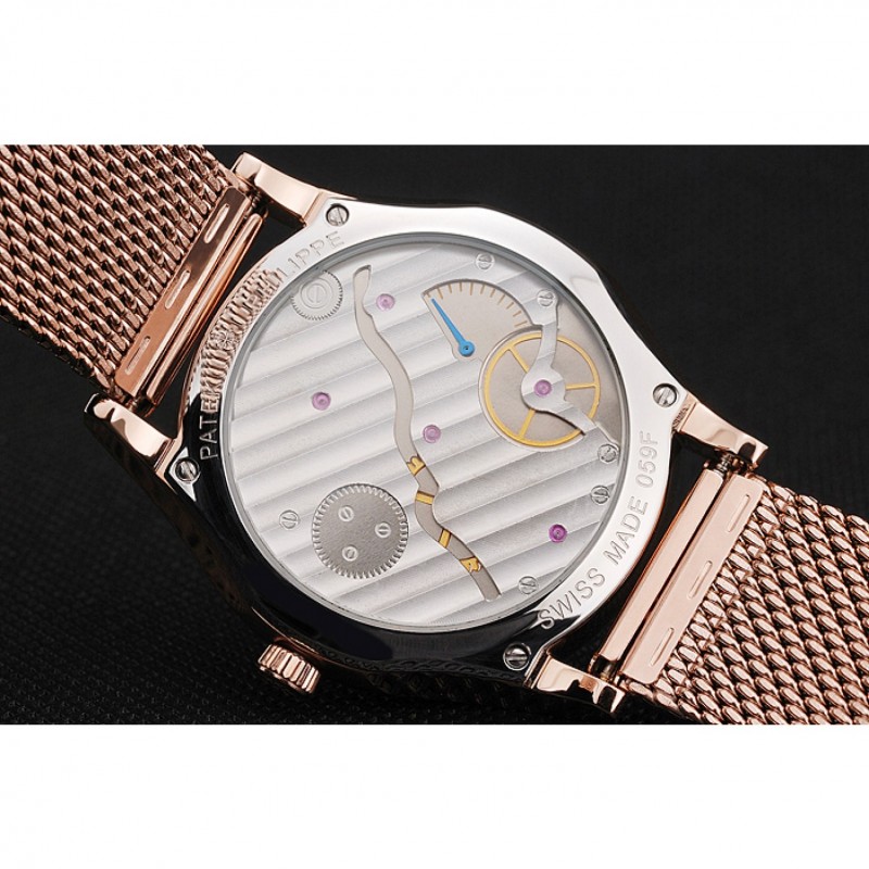 Patek Philippe Calatrava Small Seconds White Dial Rose Gold Case And Bracelet-6