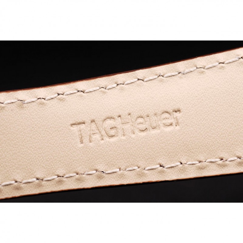 Tag Heuer Monaco Brushed Stainless Steel Case White Dial Brown Leather Strap 98173-8