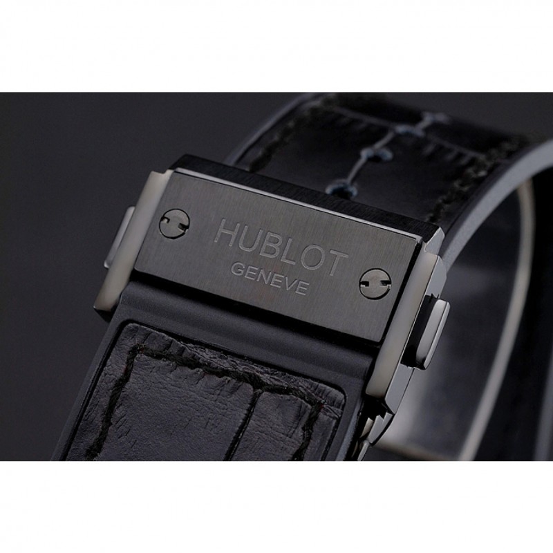Luxury Hublot Big Bang Carbon Dial Carbon Case And Bezel Black Leather Strap 622773-5