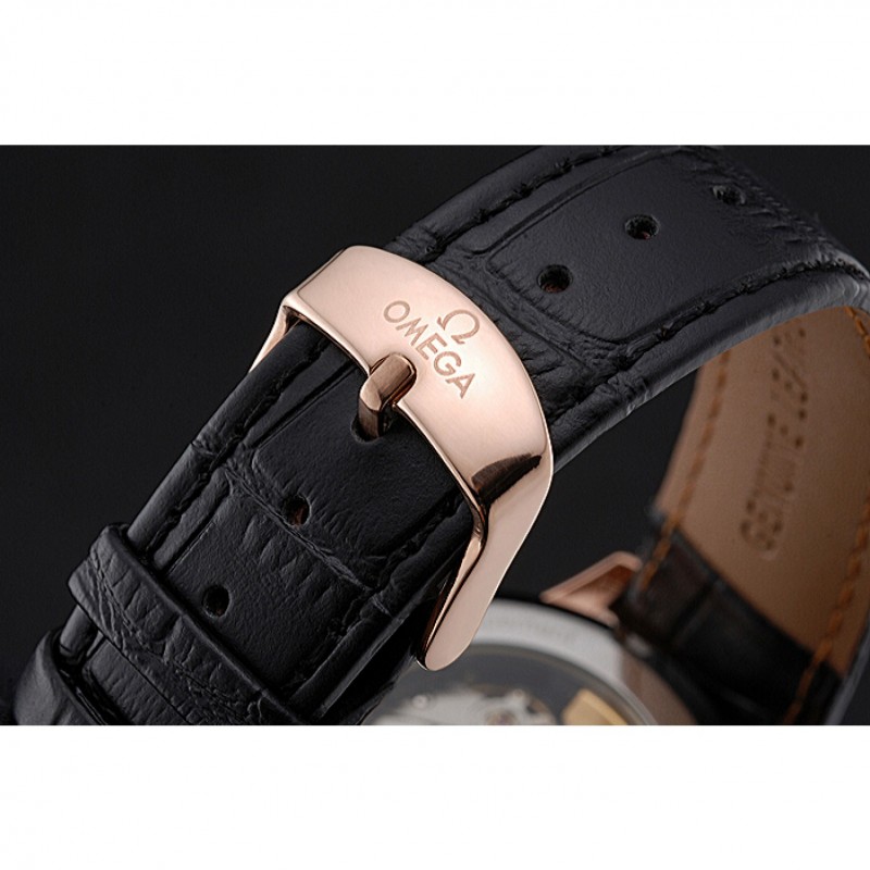 Omega DeVille Prestige Small Seconds Black Dial Gold Case Black Leather Bracelet 622602-7