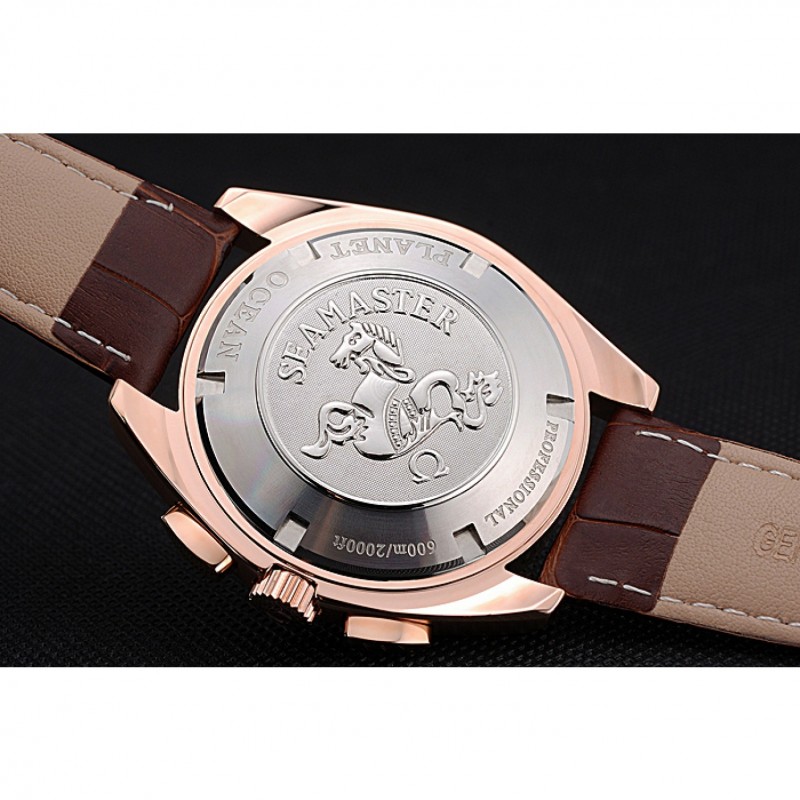 Best Omega Seamaster Aqua Terra Chronograph Teak-Black Dial Brown Leather Bracelet 622531-8