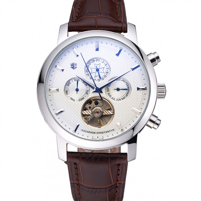 Vacheron Constantin Patrimony Traditionnelle Silver Case Brown Leather Strap 622304-0