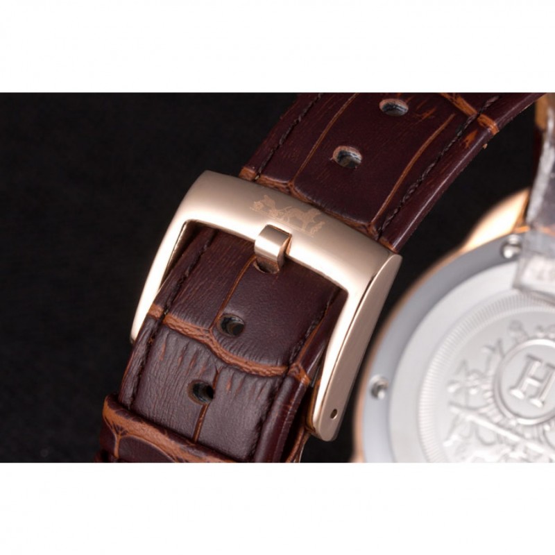 High Quality Replica Watches Hermes Classic Croco Leather Strap Silver Dial 801395-8