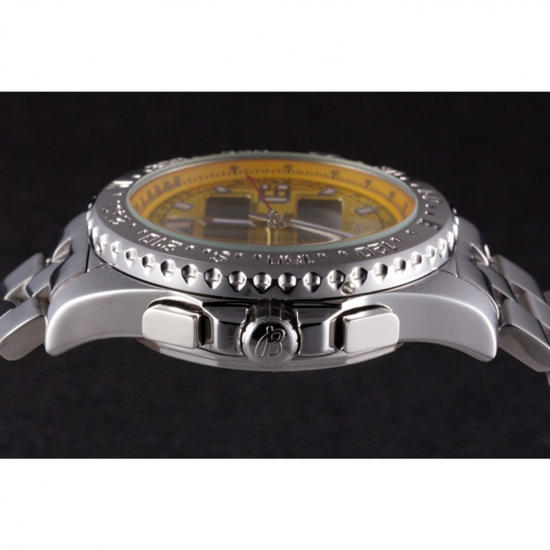 Breitling Certifie Yellow Dial Stainless Steel Strap Rose Gold Bezel-5