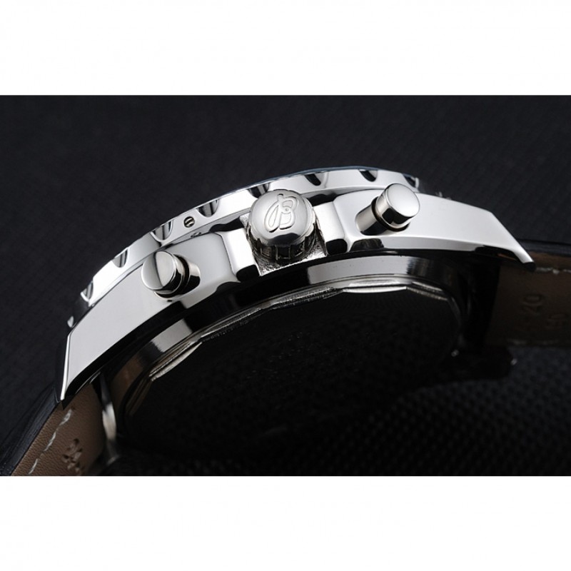 Breitling Bentley Chronograph Black Dial Black Leather Strap-8