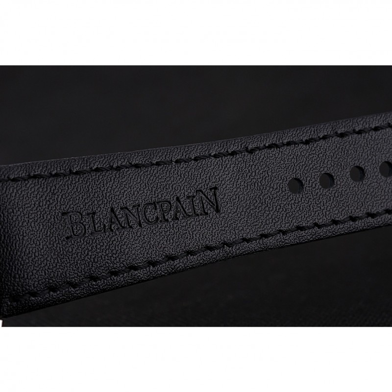 Blancpain Fifty Fathoms Speed Command Carbon Fiber Dial With Red Markings Stainless Steel Case Black Leather Strap 1453774-6