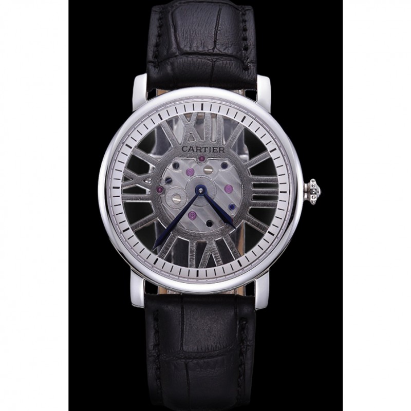 High Quality Replica Watches Cartier Rotonde Skeleton Flying Tourbillon Black 621972-1
