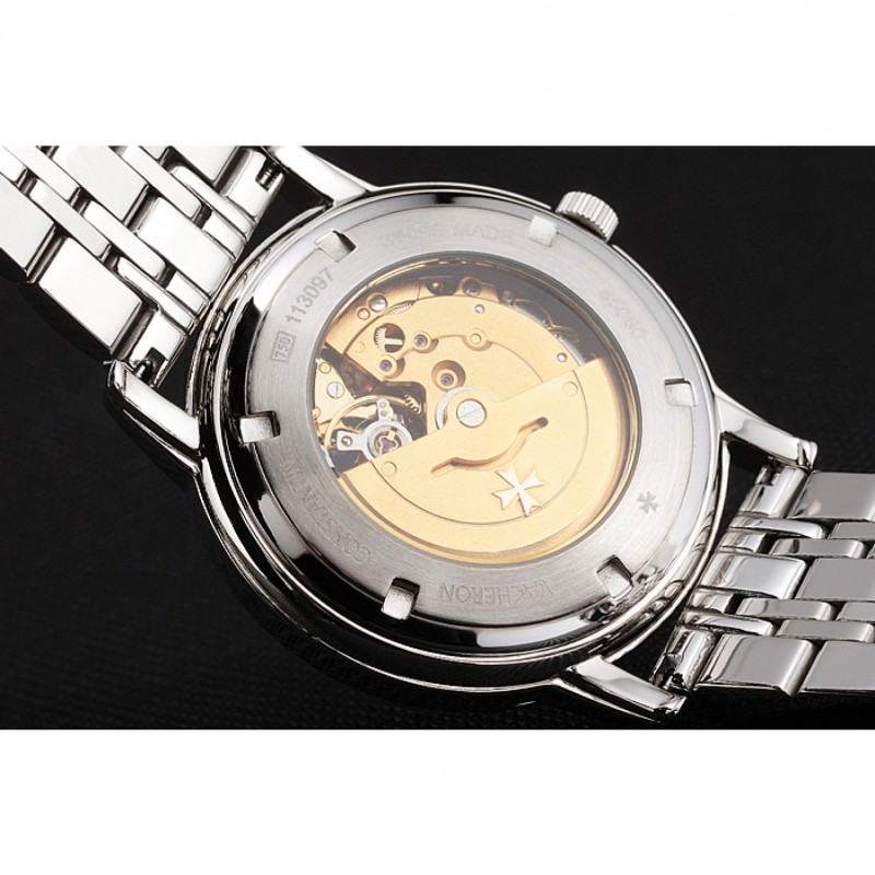 Cheap Vacheron Constantin Tourbillon White Dial Rose Gold Numerals Stainless Steel Case Two Tone Bracelet-7