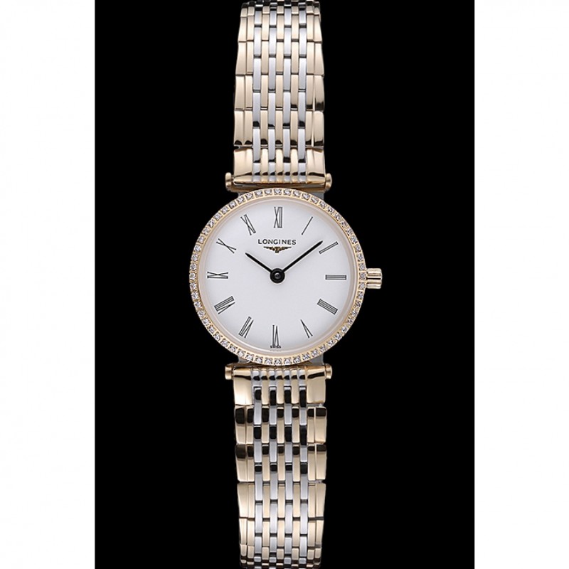 Longines La Grande Classique Two Tone Band White Dial Diamond Bezel Femme 622104-1