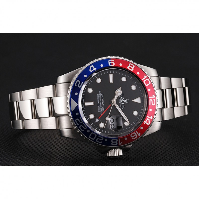 Swiss Rolex GMT Master II Black Dial Pepsi Bezel Stainless Steel Case And Bracelet 1453751-4