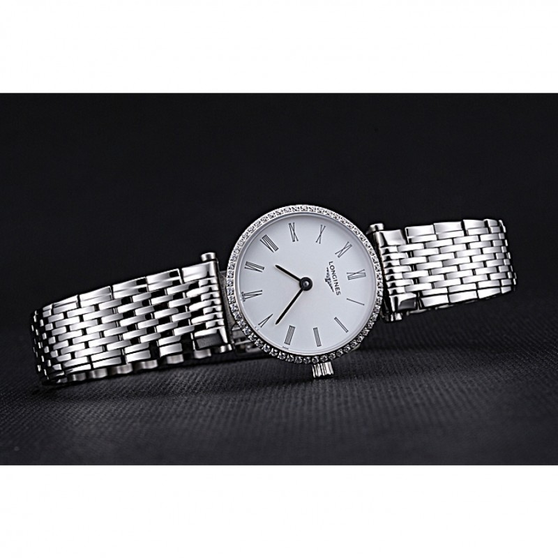 Longines La Grande Classique Stainless Steel White Dial Diamond Bezel Femme 622110-3