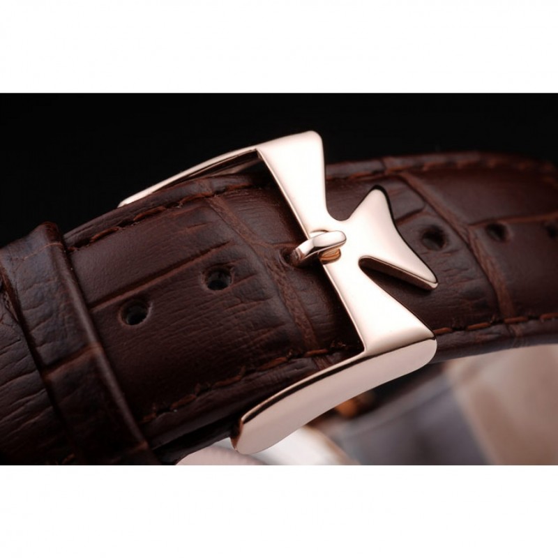 Vacheron Constantin Malte Power Reserve White Dial Rose Gold Case Brown Leather Bracelet-5