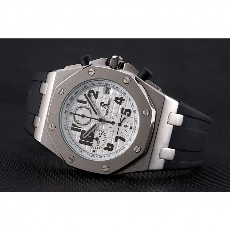 Audemars Piguet Royal Oak Offshore White Dial Stainless Steel Case Black Rubber Strap-2