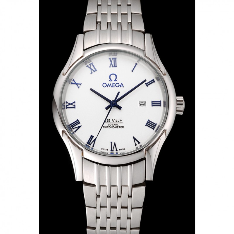 Best Replica Watches Omega De Ville White Dial Blue Numerals Stainless Steel Case And Bracelet 1453787-1