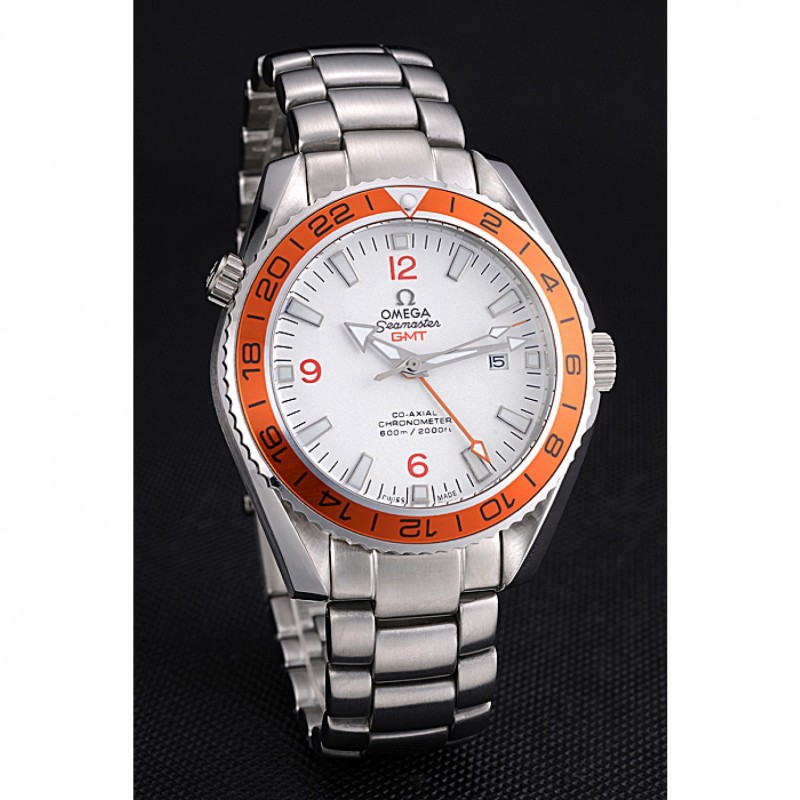 Omega Seamaster GMT White Dial Orange Bezel Stainless Steel Case 622718-2