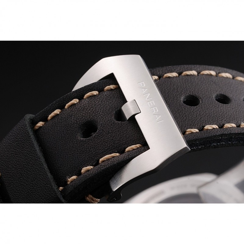 Panerai Luminor Submersible Black Dial Stainless Steel Case Black Leather Strap-5