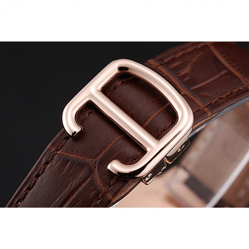 Best Replica Watches Swiss Ballon Blue De Cartier Gold Case White Dial Roman Numerals Brown Leather Bracelet 622651-5