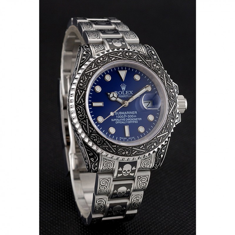 SS Swiss Rolex Submariner Skull Limited Edition Blue Dial Vintage Case And Bracelet 1454091-2