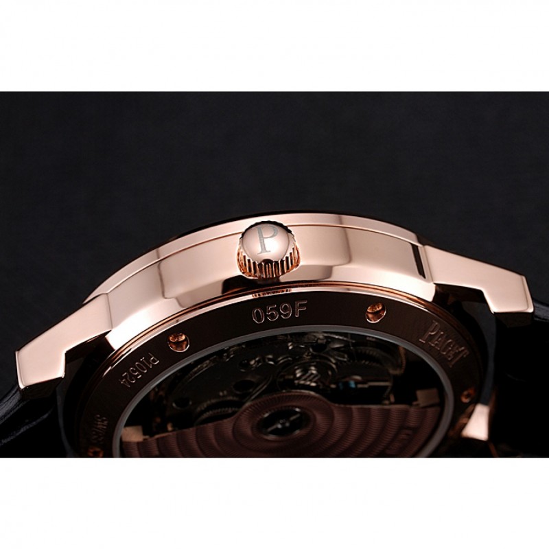 Piaget Altiplano Date Black Dial Rose Gold Case Black Leather Strap-8