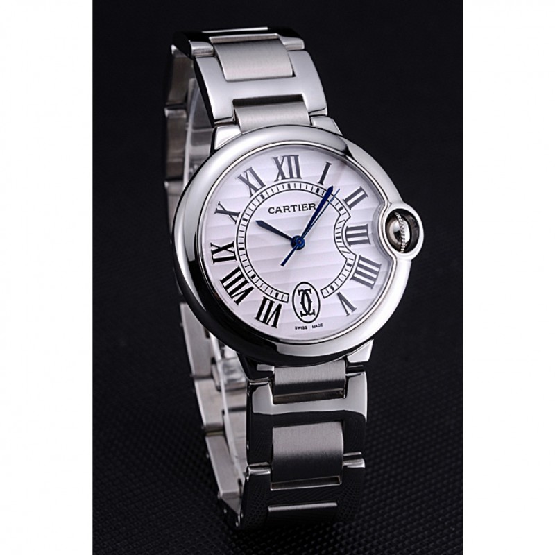 Swiss Cartier Ballon Bleu de Cartier White Dial Roman Numerals Stainless Steel Bracelet 622555-2