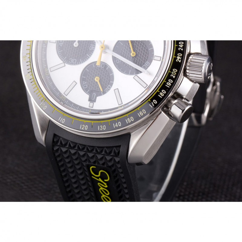 Omega Speedmaster Black Rubber Bracelet White Dial 801422-5
