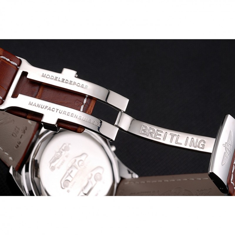 Breitling Bentley Motors T Stainless Steel Case White Dial Brown Leather Bracelet 622234-5