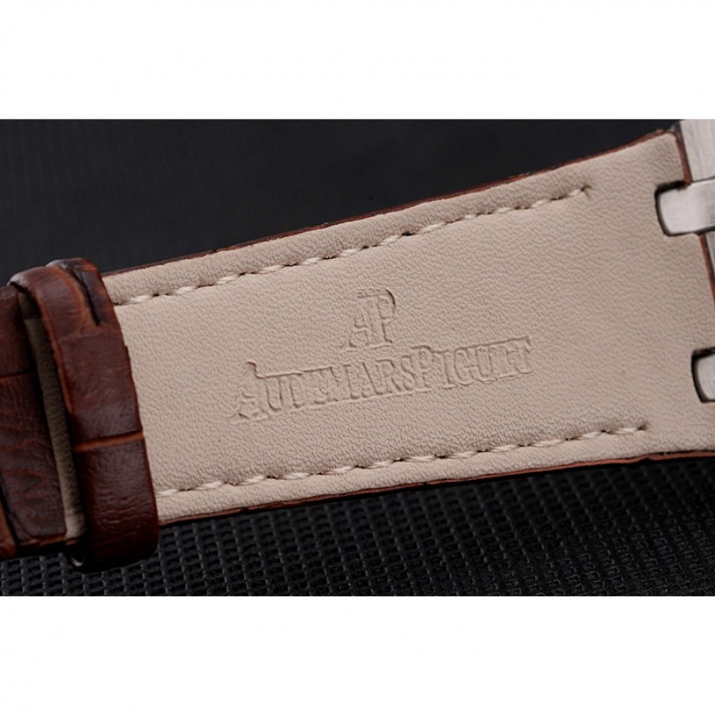 Audemars Piguet Royal Oak Fondation Gray Dial Stainless Steel Case Brown Leather Strap-7