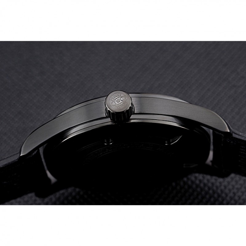 Cheap Replica Watches Swiss IWC Mark XVII Black Steel Case Black Dial Black Leather Bracelet 622667-6