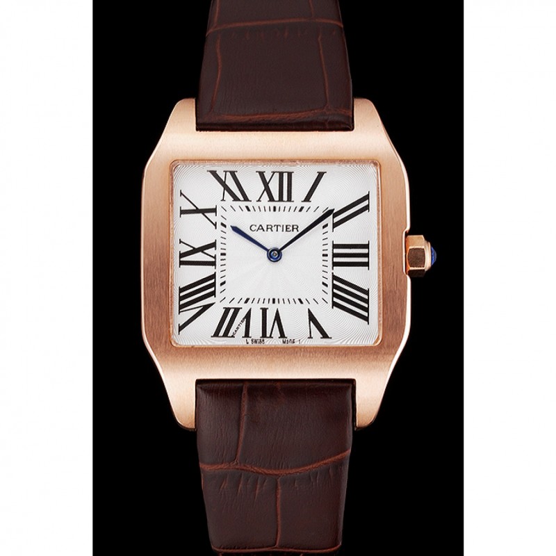 Cartier Santos 100 Diamond Rose Gold Bezel 621932-1