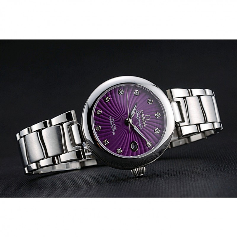 Omega Ladymatic Purple Dial Stainless Steel Bracelet 622459-3