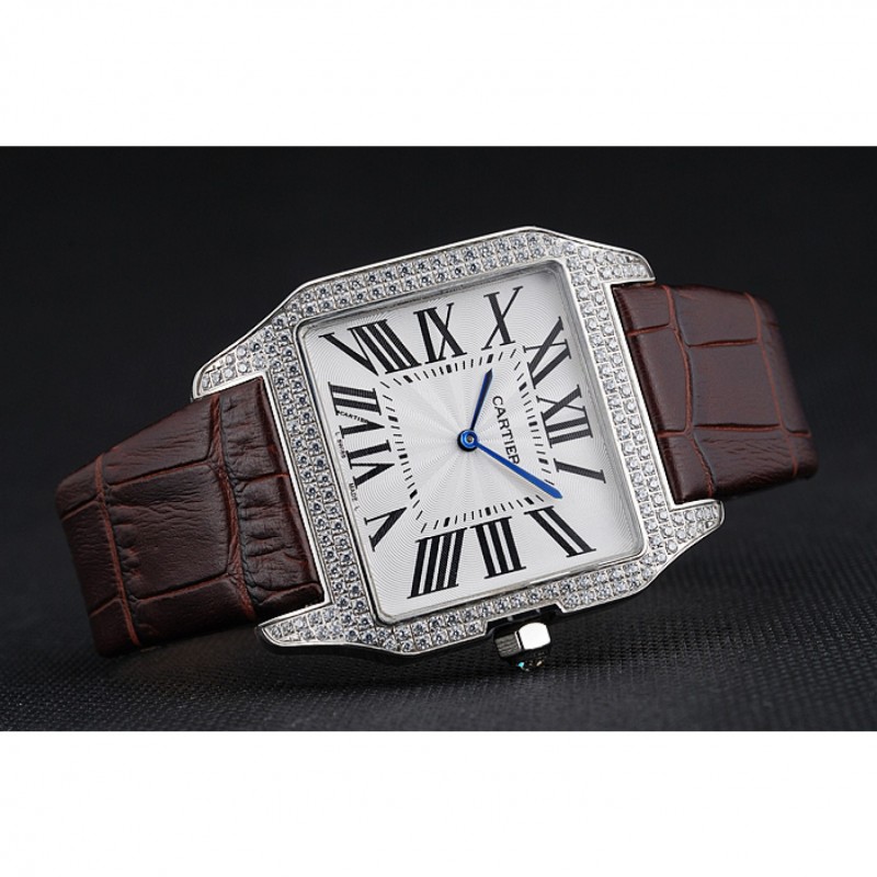 Cartier Santos 100 Diamond Silver Bezel 621926-2