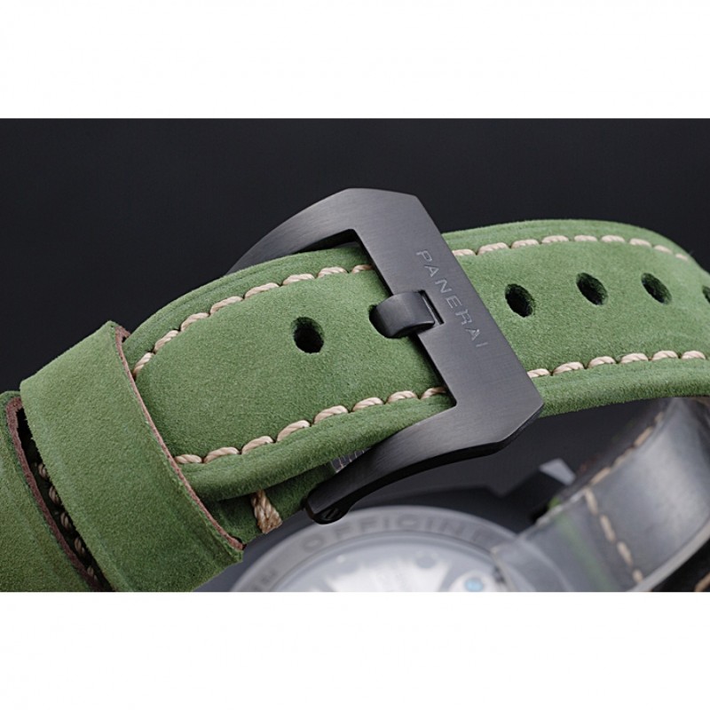 Panerai Luminor Marina Ion Plated Stainless Steel Bezel Green Leather Bracelet 622312-5