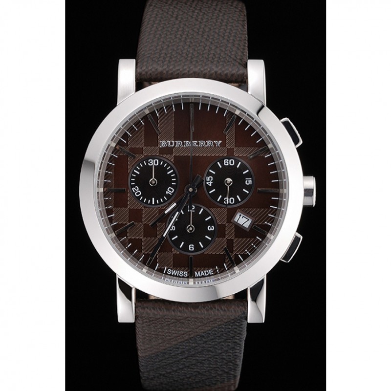 Burberry The City Classic Chronograph Brown Dial Smoked Trench Bracelet 622571-1
