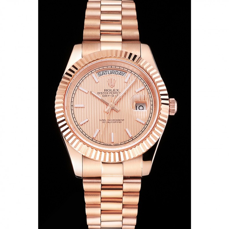 Swiss Rolex Day Date 40 Rose Gold Etched Dial Rose Gold Case And Bracelet-1
